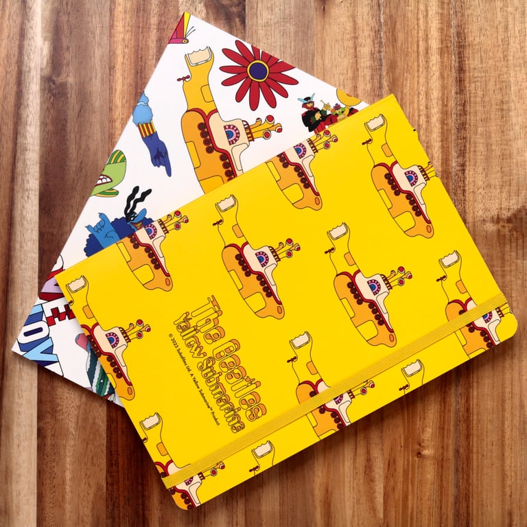 Recycled Paper A5 Lined Notebook - The Beatles Yellow Submarine Edition with Eco Friendly Recycled Materials and Official License
