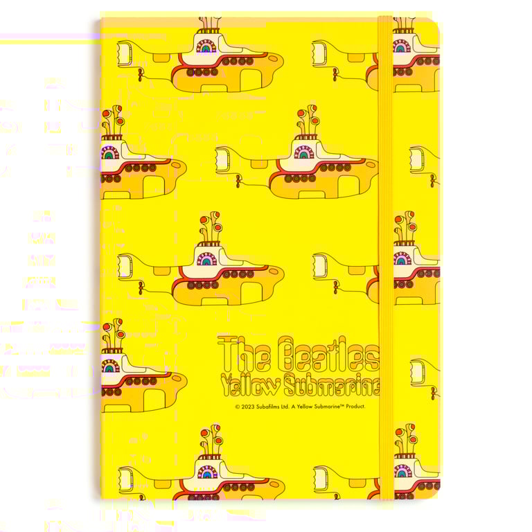 Recycled Paper A5 Lined Notebook - The Beatles Yellow Submarine Edition with Eco Friendly Recycled Materials and Official License