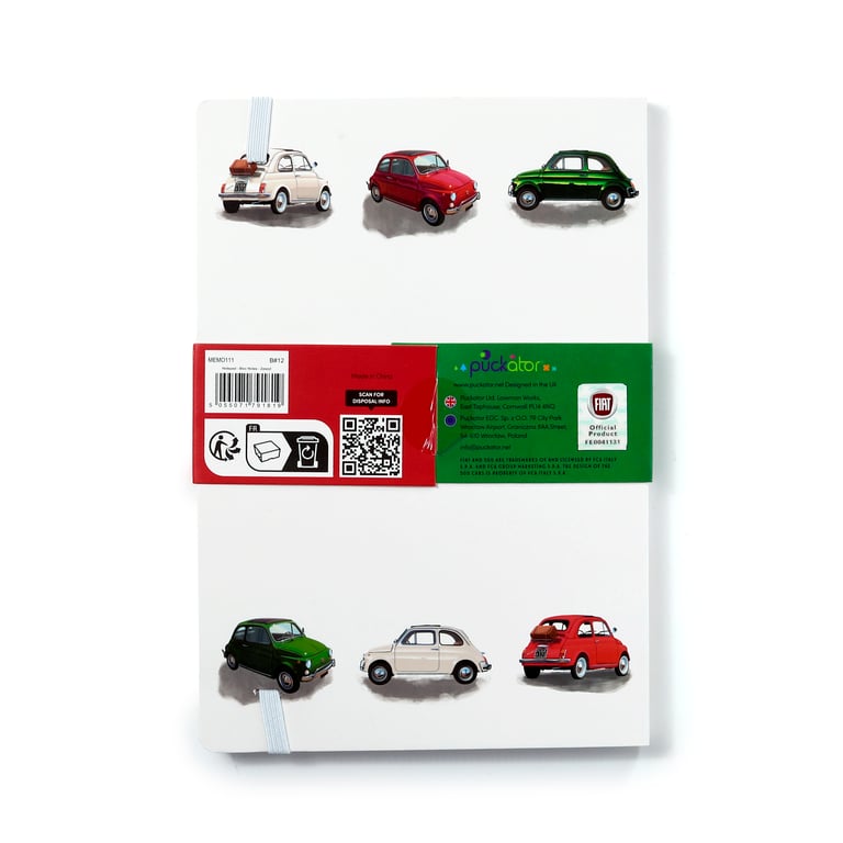 Recycled Paper Fiat 500 A5 Lined Notebook - Eco Friendly and Licensed Territory