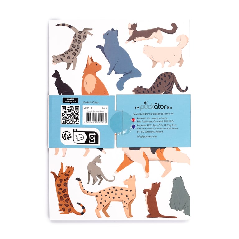 Recycled Paper A5 Lined Notebook - Eco Friendly Feline Fine Cats Journal
