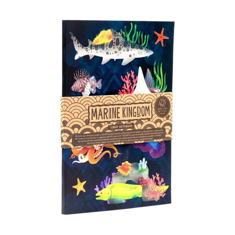 Marine Kingdom Recycled Paper A5 Lined Notebook - Eco Friendly and Sustainable Writing Journal