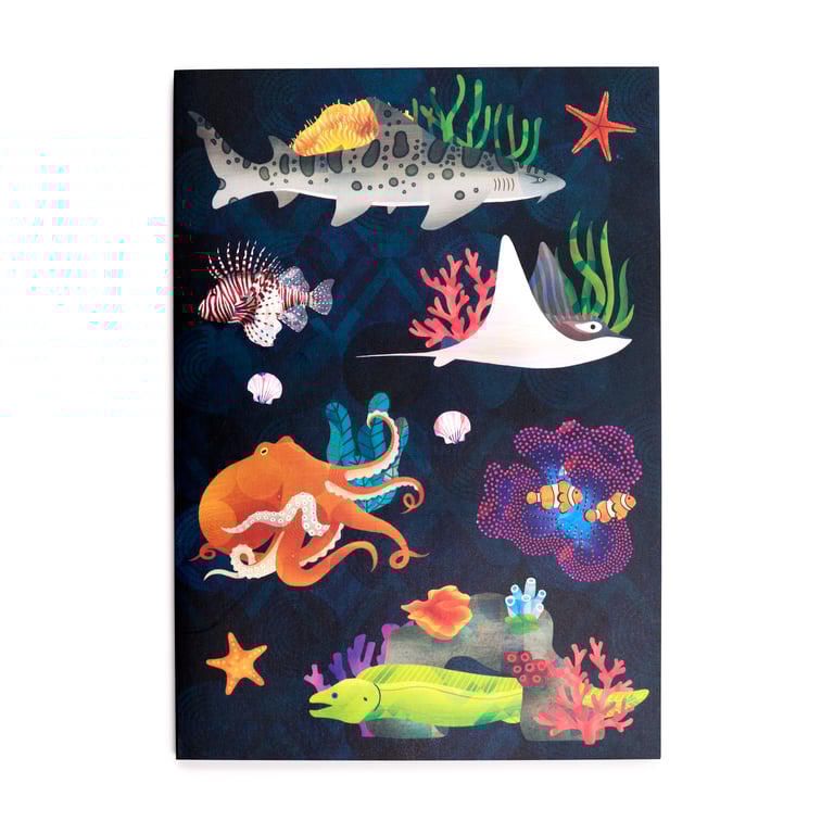 Marine Kingdom Recycled Paper A5 Lined Notebook - Eco Friendly and Sustainable Writing Journal