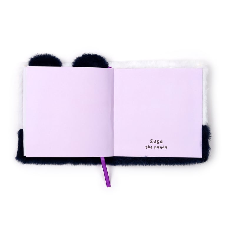 Adoramals Susu The Panda Plush Lined Notebook - Polyester Paper Card Construction
