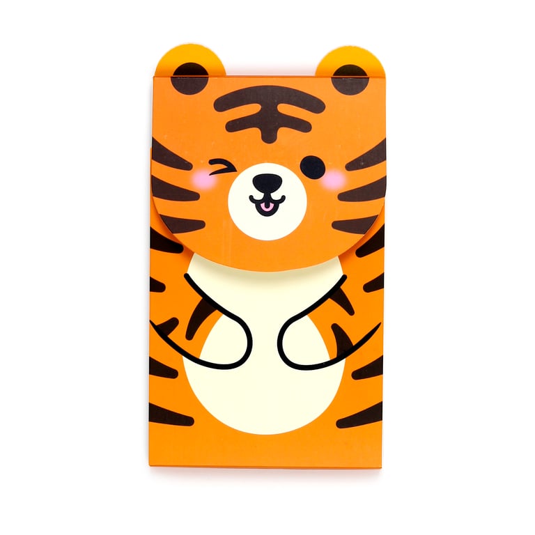Adoramals Tiger Flip Open Memo Pad - Card Paper Organizer for Home Office