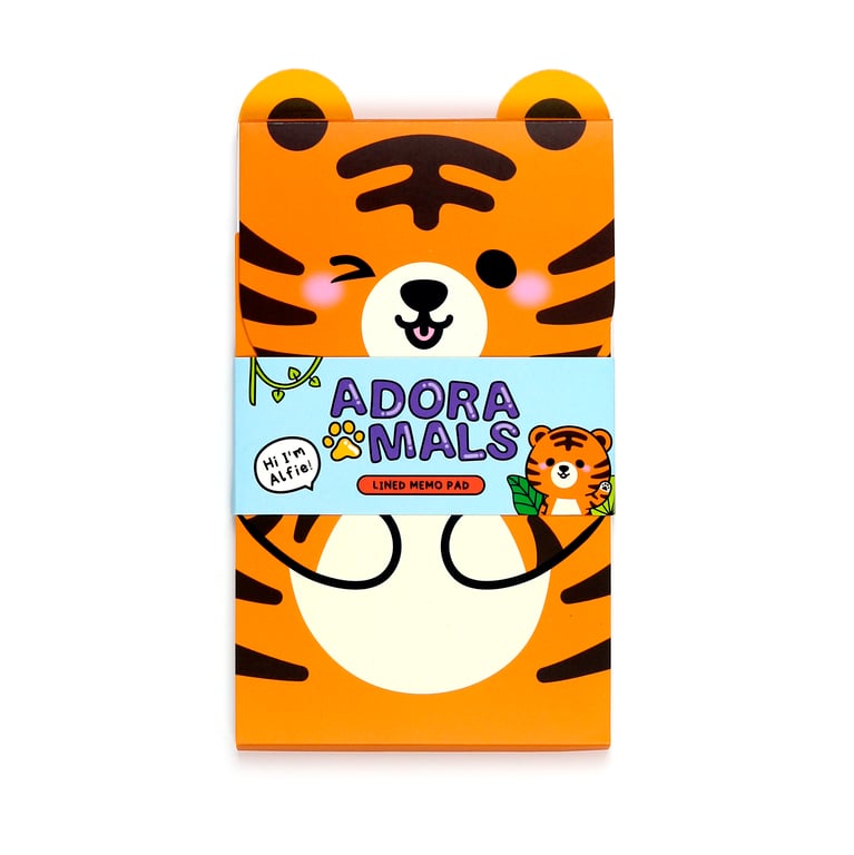 Adoramals Tiger Flip Open Memo Pad - Card Paper Organizer for Home Office