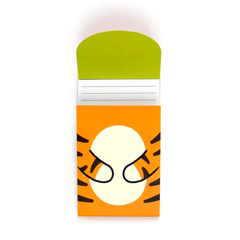 Adoramals Tiger Flip Open Memo Pad - Card Paper Organizer for Home Office