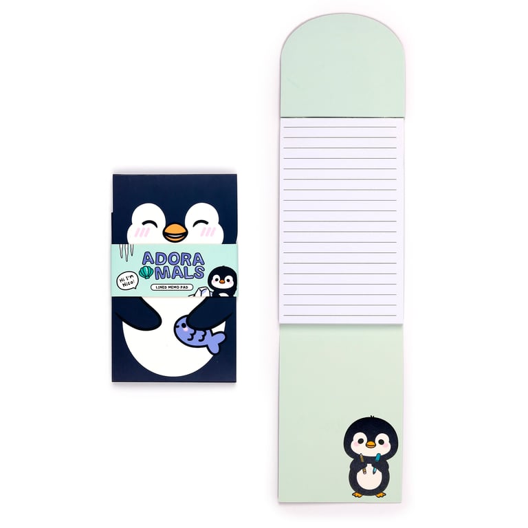 Flip Open Shaped Memo Pad - Adoramals Penguin Card Paper Home Office Supplies