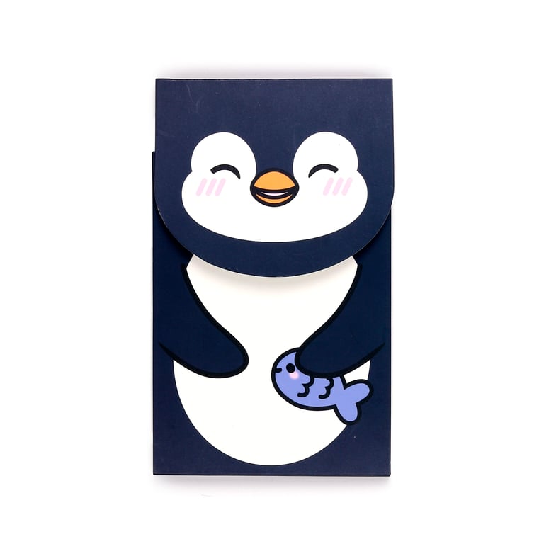 Flip Open Shaped Memo Pad - Adoramals Penguin Card Paper Home Office Supplies