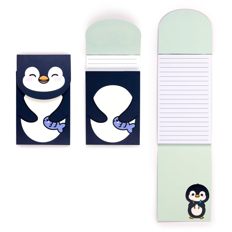 Flip Open Shaped Memo Pad - Adoramals Penguin Card Paper Home Office Supplies