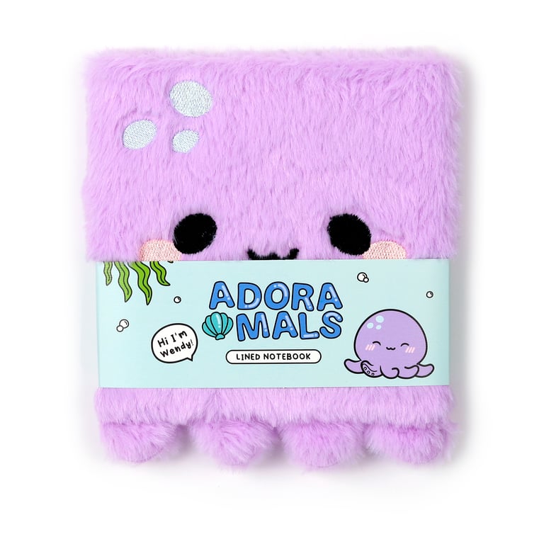Adoramals Wendy the Octopus Plush Lined Notebook - Polyester & Paper Binding
