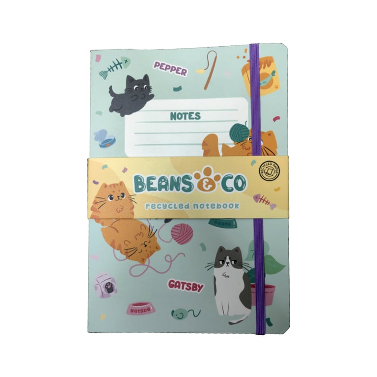 Recycled Paper A5 Lined Notebook with Elastic - Eco Friendly Writing Journal