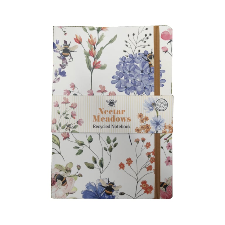 Recycled Paper A5 Lined Notebook with Elastic Binding - Eco Friendly Writing Journal