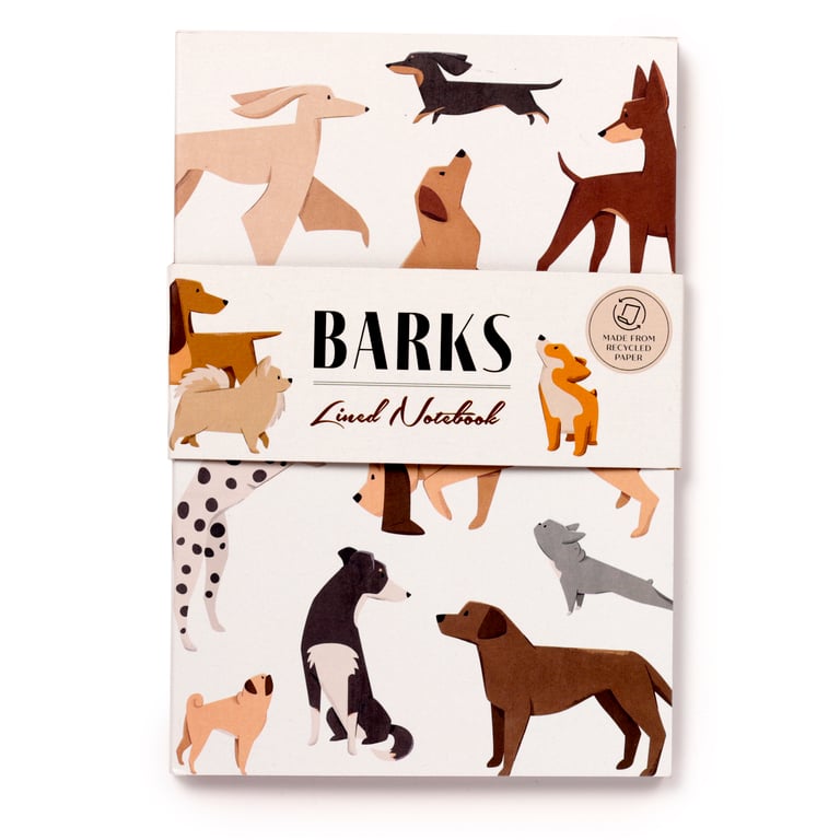 Recycled Paper A5 Lined Notebook - Eco Friendly Dog Design