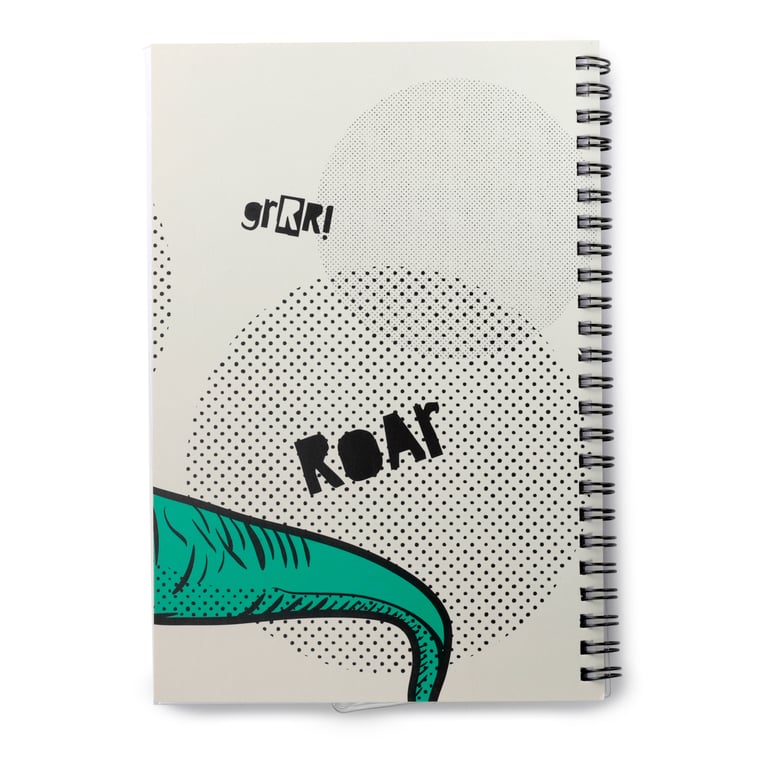 Spiral Bound Dinosauria A5 Lined Notebook - Metal Spiral Binding and Premium Card & Paper Construction