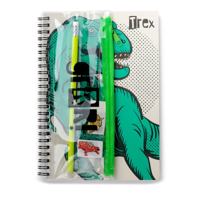Spiral Bound Dinosauria A5 Lined Notebook - Metal Spiral Binding and Premium Card & Paper Construction