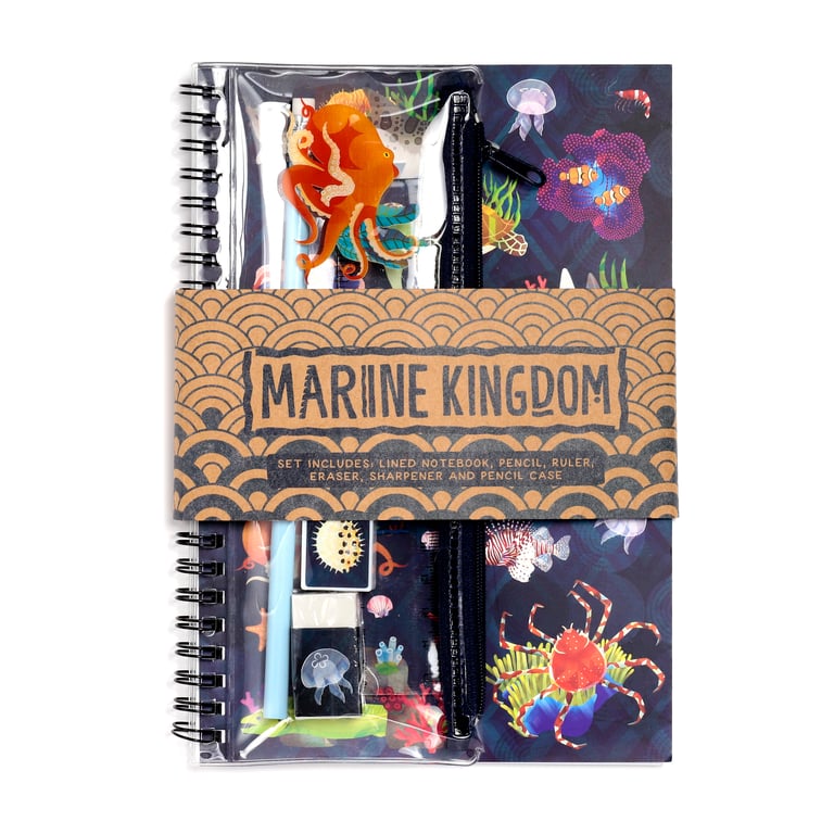 Marine Kingdom Spiral Bound A5 Lined Notebook - Metal and Rubber Bound Paper Journal