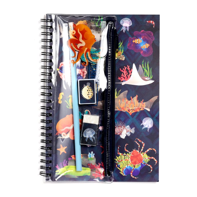 Marine Kingdom Spiral Bound A5 Lined Notebook - Metal and Rubber Bound Paper Journal
