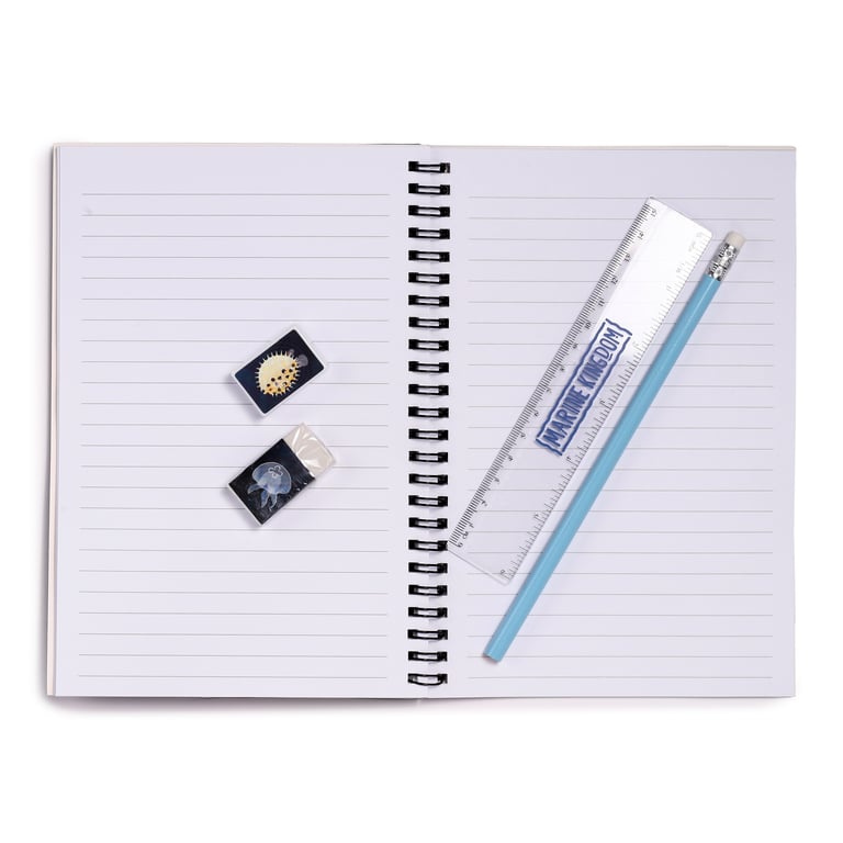 Marine Kingdom Spiral Bound A5 Lined Notebook - Metal and Rubber Bound Paper Journal