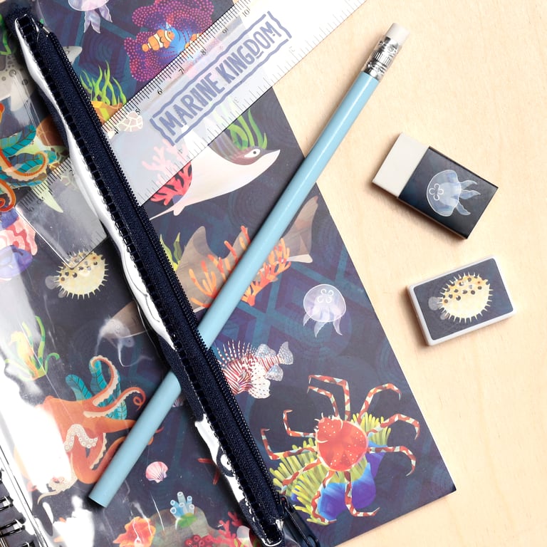 Marine Kingdom Spiral Bound A5 Lined Notebook - Metal and Rubber Bound Paper Journal