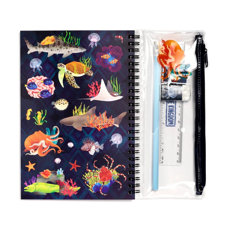 Marine Kingdom Spiral Bound A5 Lined Notebook - Metal and Rubber Bound Paper Journal