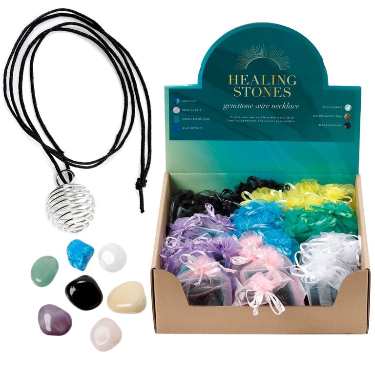Natural Gemstone Necklace Kit - Assorted 7pc Beaded Jewelry Set