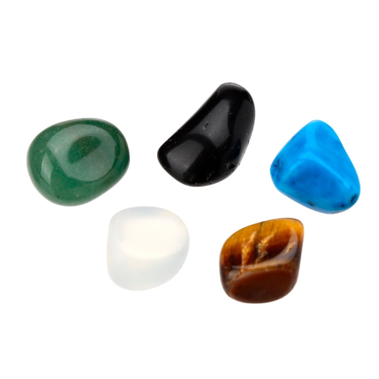 Natural Gemstone Set - 5 Luck & Wealth Stones, Handcrafted from Genuine Materials