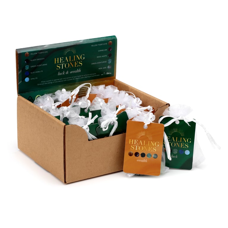 Natural Gemstone Set - 5 Luck & Wealth Stones, Handcrafted from Genuine Materials