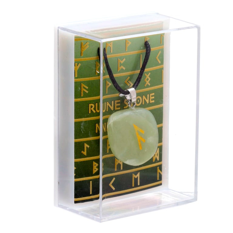 Natural Gemstone Rune Necklace - Handcrafted Metal and Waxed Cord Jewelry