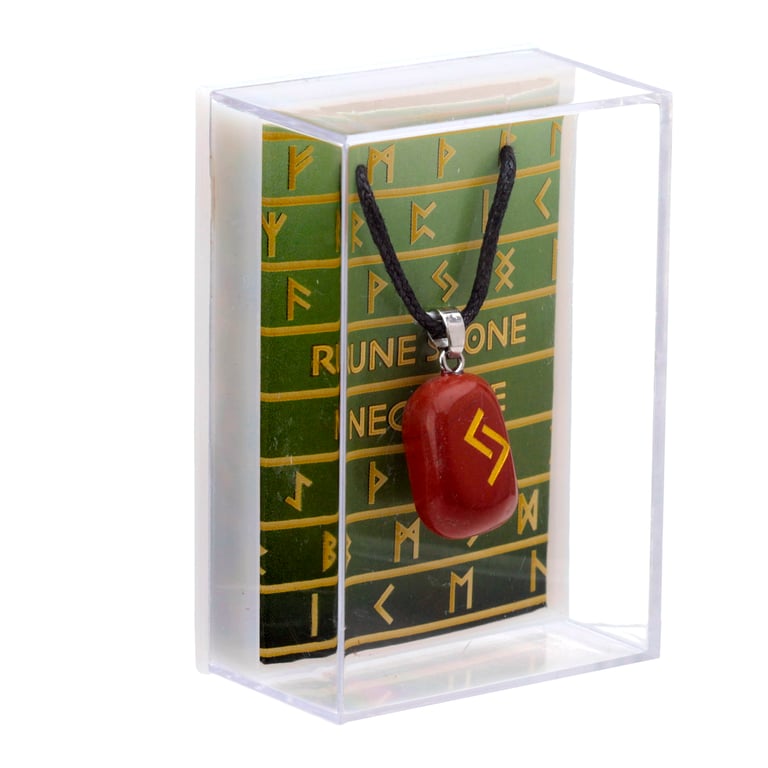 Natural Gemstone Rune Necklace - Handcrafted Metal and Waxed Cord Jewelry