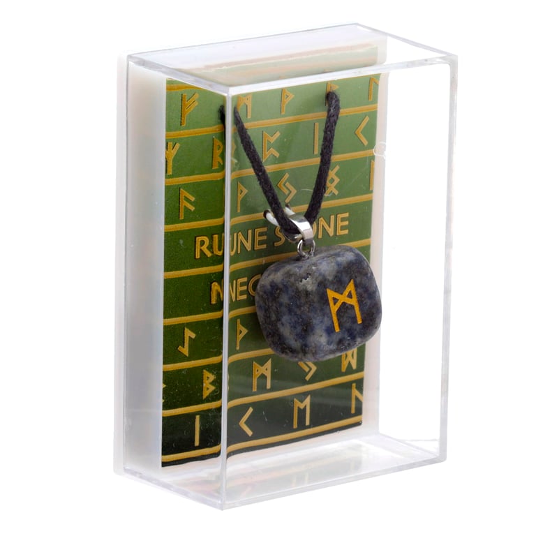Natural Gemstone Rune Necklace - Handcrafted Metal and Waxed Cord Jewelry