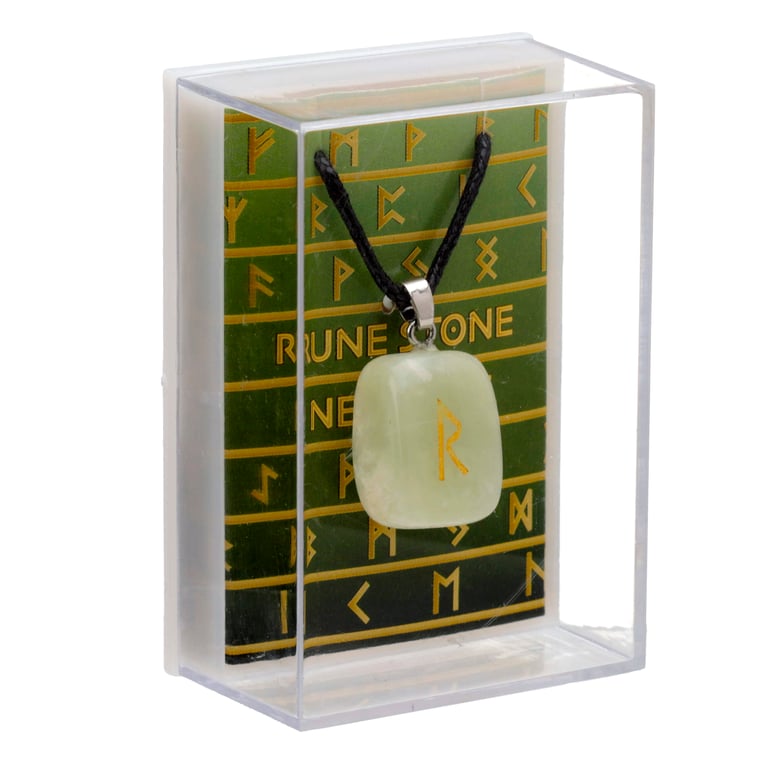 Natural Gemstone Rune Necklace - Handcrafted Metal and Waxed Cord Jewelry