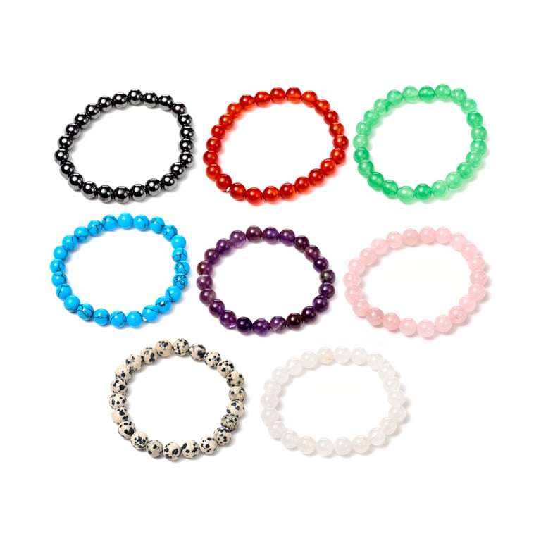 Natural Gemstone Beaded Bracelet - Assorted Colored Stones