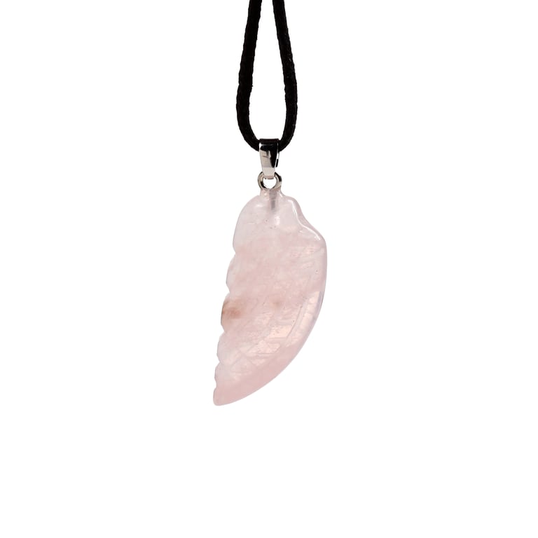 Natural Gemstone Angel Wing Pendant Necklace - Handcrafted Metal Alloy & Cotton Cord