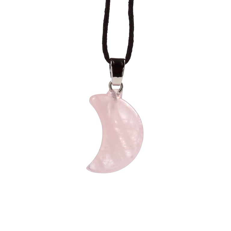 Natural Gemstone Mini Moon Pendant Necklace - Iron Zinc Alloy & Brass