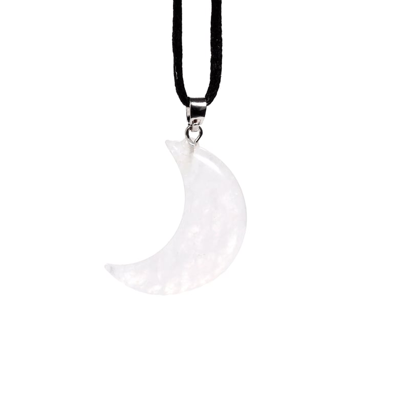 Natural Gemstone Moon Pendant Necklace - Iron Zinc Alloy and Brass