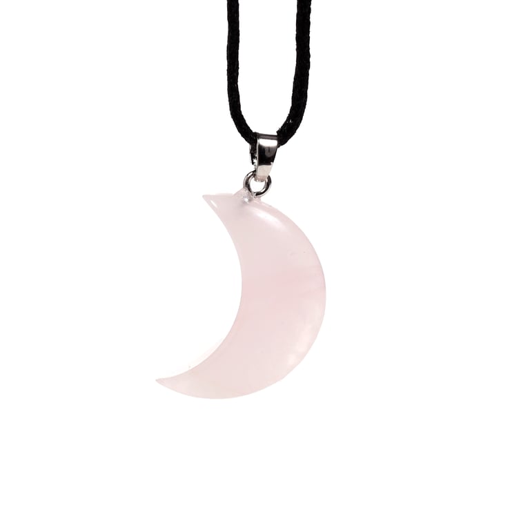 Natural Gemstone Moon Pendant Necklace - Iron Zinc Alloy and Brass