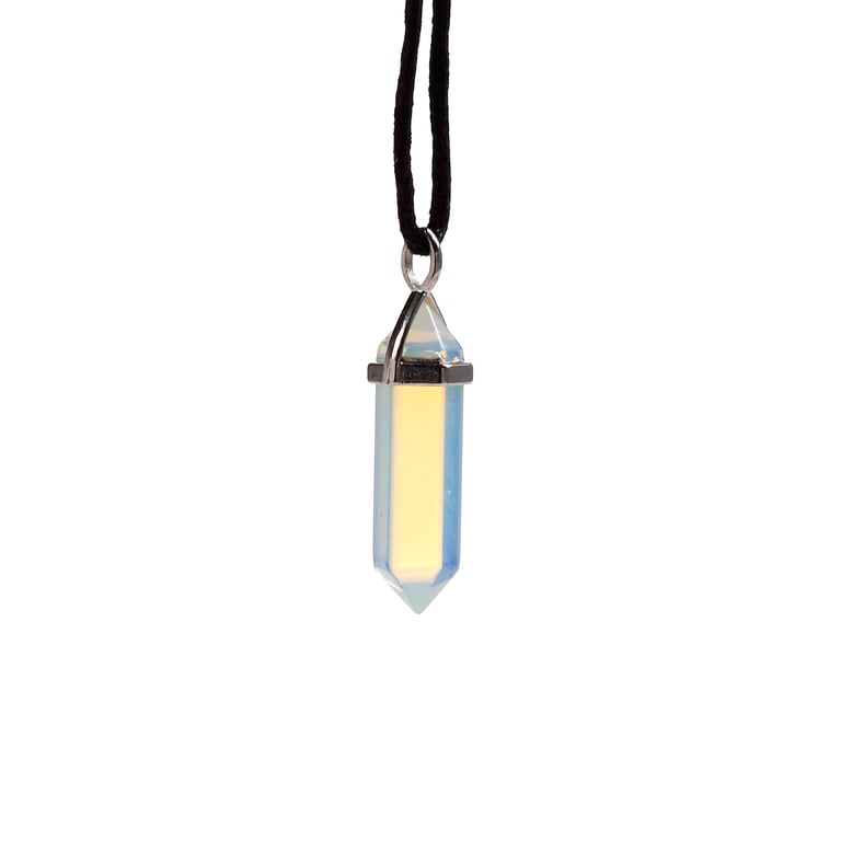 Natural Gemstone Double Terminated Pendant on Iron/Zinc Alloy Brass Cord