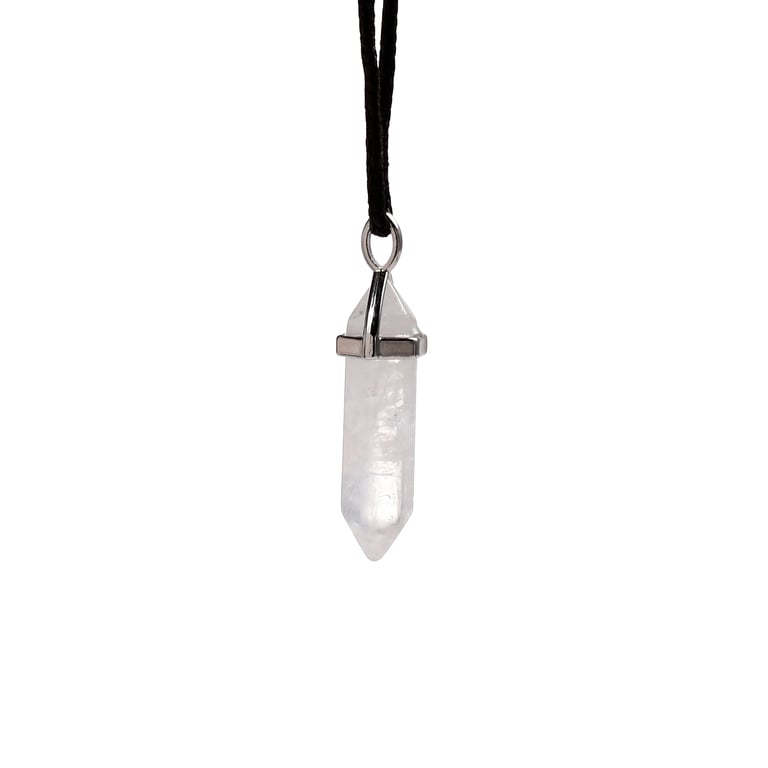 Natural Gemstone Double Terminated Pendant on Iron/Zinc Alloy Brass Cord