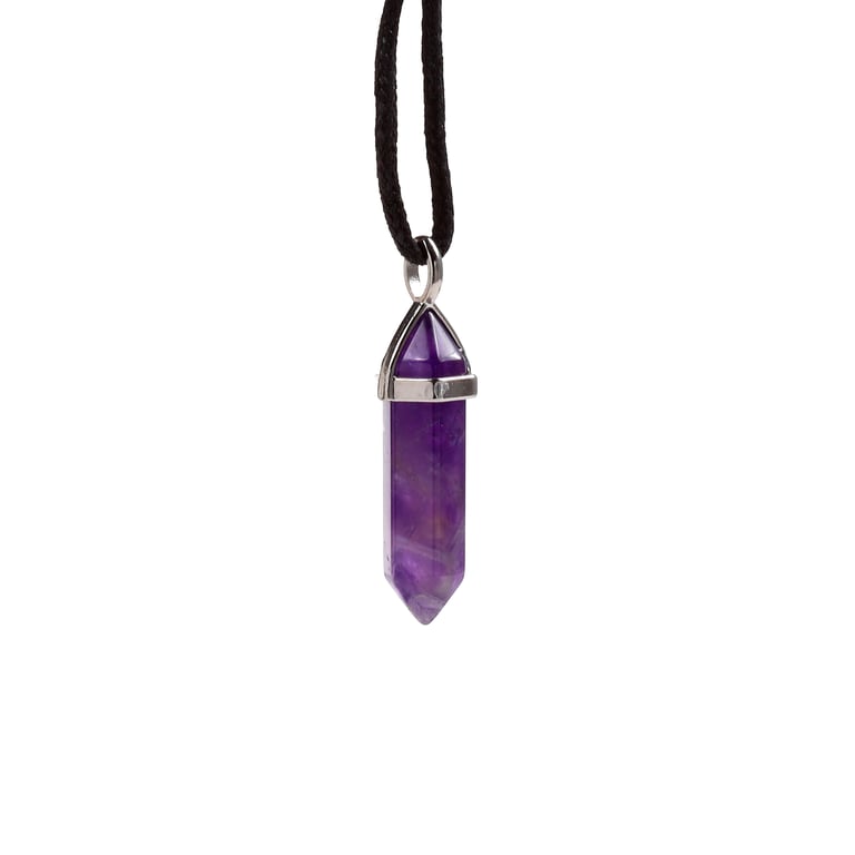 Natural Gemstone Double Terminated Pendant on Iron/Zinc Alloy Brass Cord