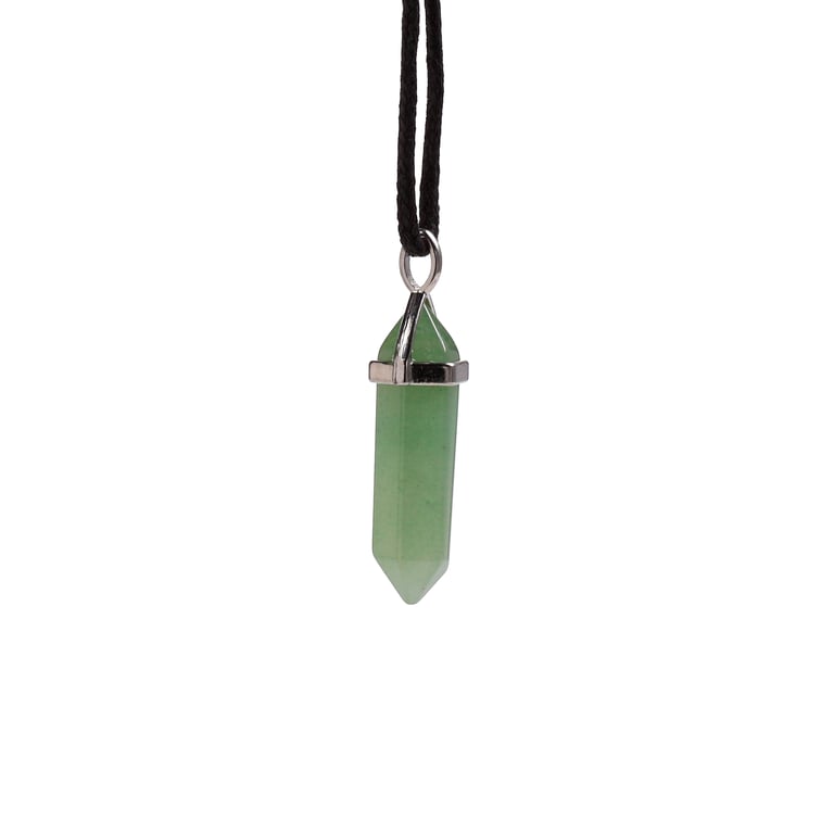 Natural Gemstone Double Terminated Pendant on Iron/Zinc Alloy Brass Cord