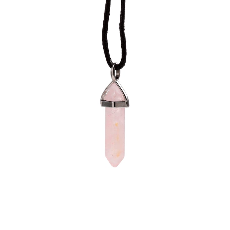 Natural Gemstone Double Terminated Pendant on Iron/Zinc Alloy Brass Cord
