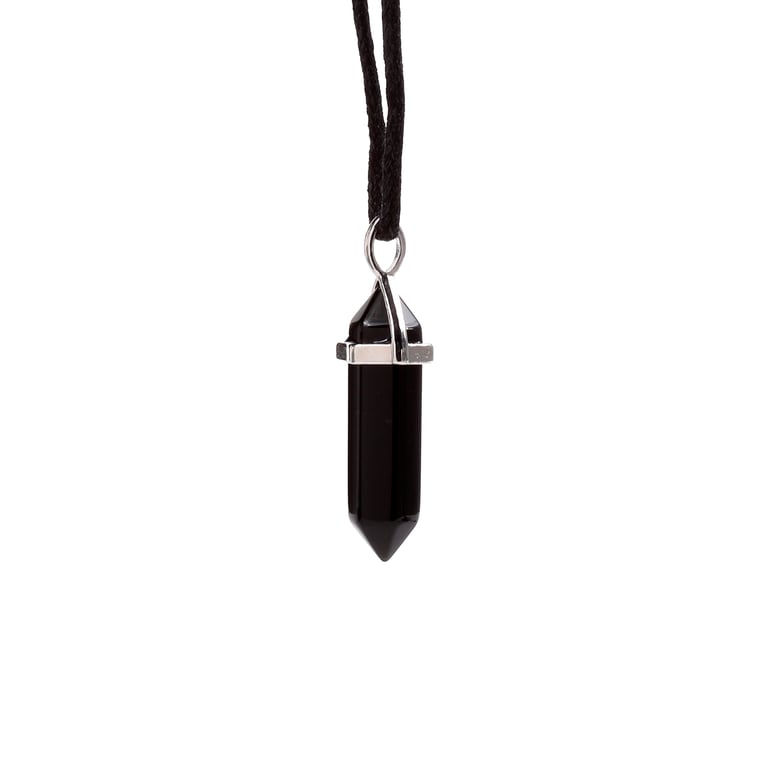 Natural Gemstone Double Terminated Pendant on Iron/Zinc Alloy Brass Cord