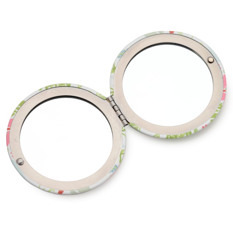 Julie Dodsworth Pink Floral Compact Metal and Glass Mirror - Licensed Home Decor Accent