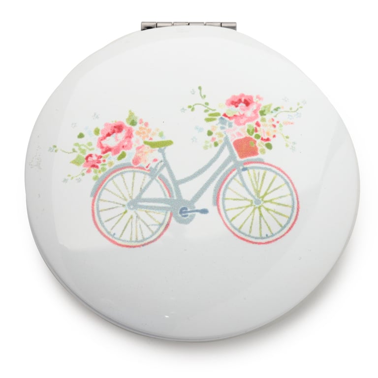 Julie Dodsworth Pink Floral Compact Metal and Glass Mirror - Licensed Home Decor Accent
