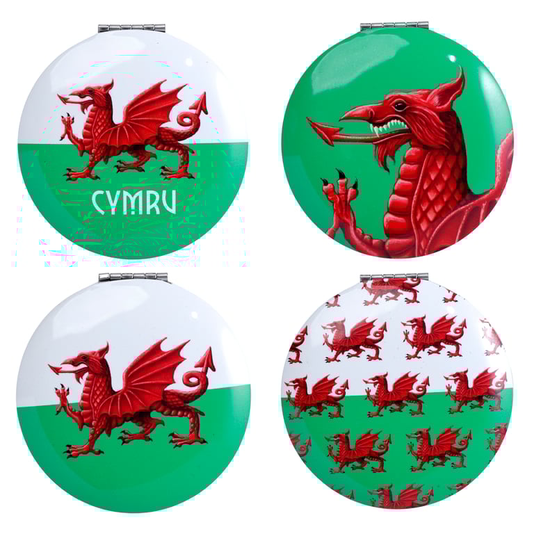 Compact Aluminium Welsh Dragon Mirror - Home Decor from Wales