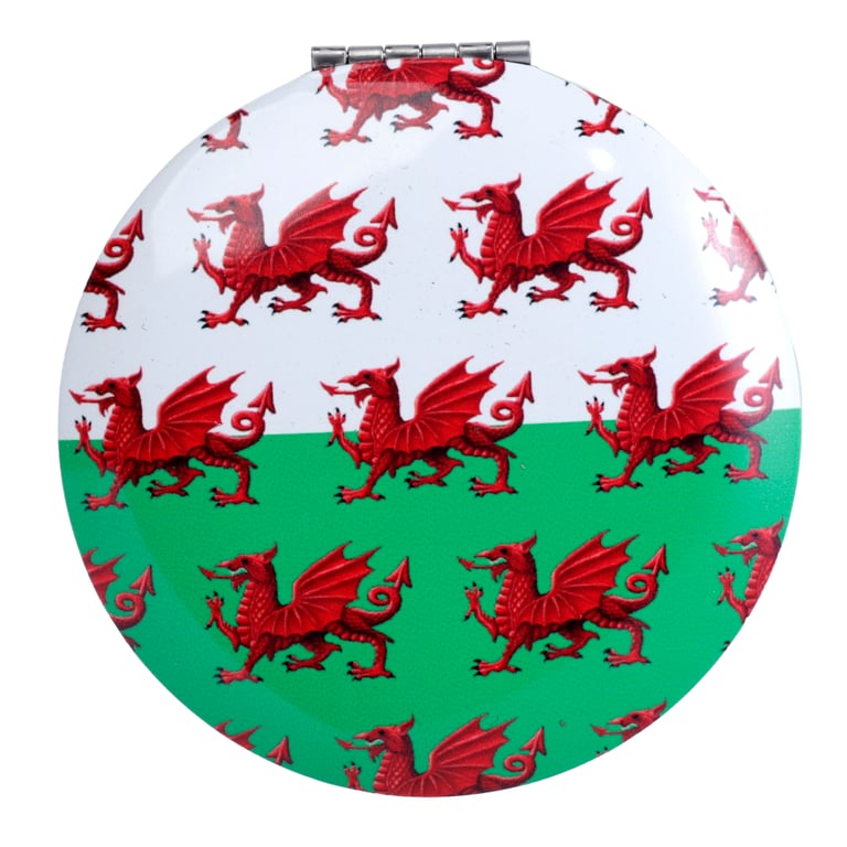 Compact Aluminium Welsh Dragon Mirror - Home Decor from Wales