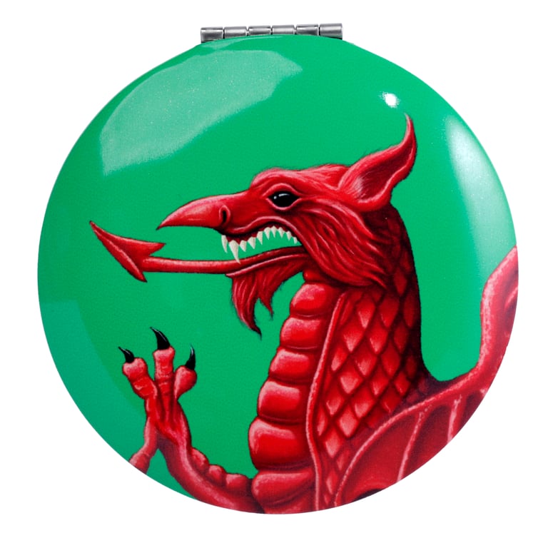 Compact Aluminium Welsh Dragon Mirror - Home Decor from Wales
