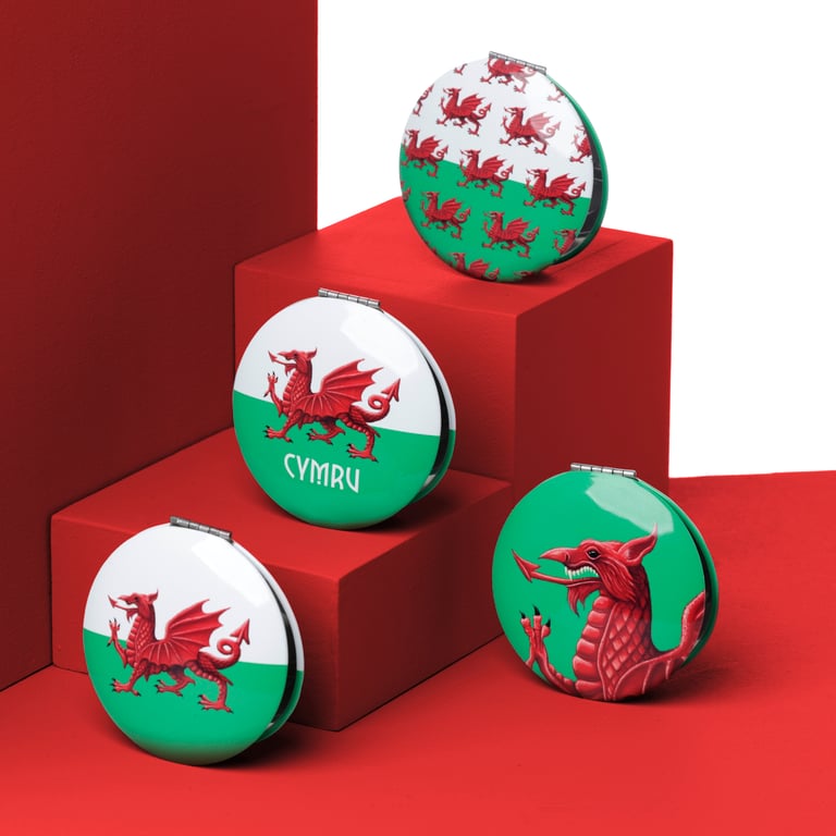 Compact Aluminium Welsh Dragon Mirror - Home Decor from Wales