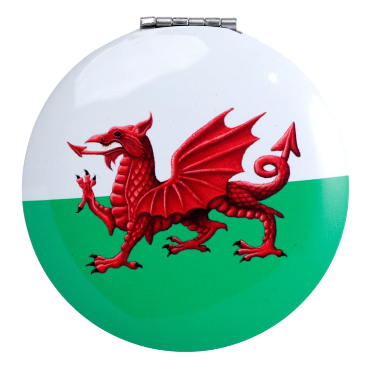 Compact Aluminium Welsh Dragon Mirror - Home Decor from Wales