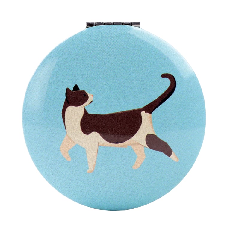 Compact Metal and Glass Feline Fine Cats Mirror - Home Decor Accent